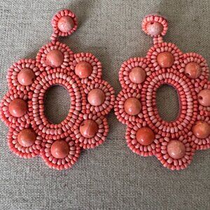 Stella & Dot Rose Beaded Statement Earrings 🌹 Elegant Floral